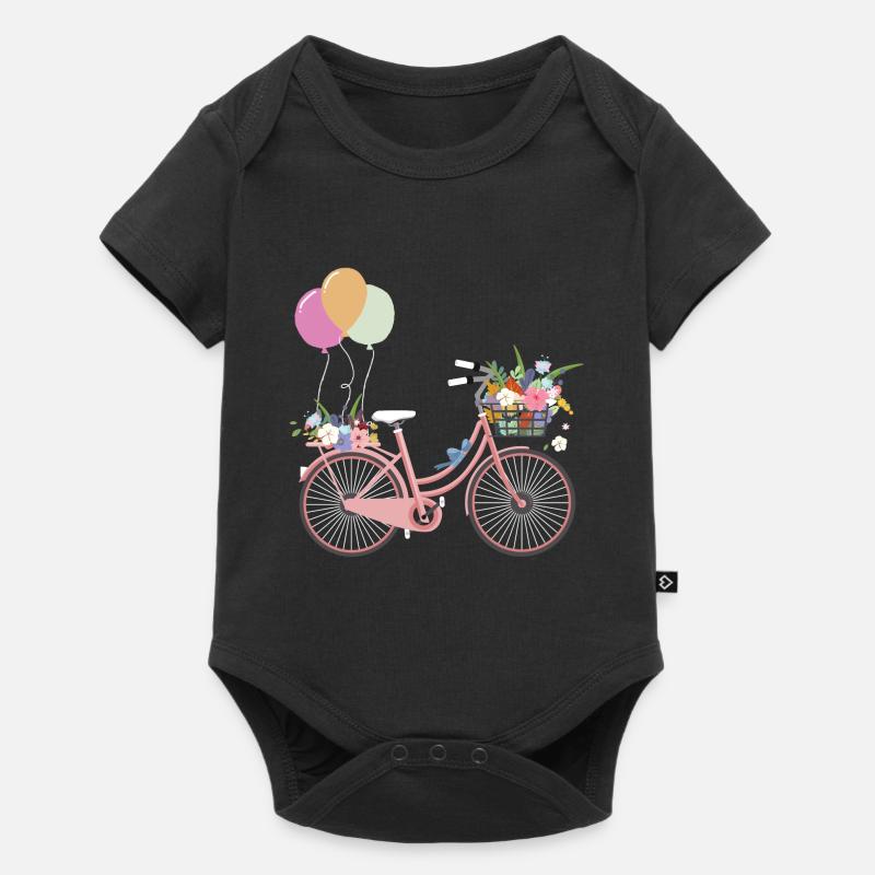 Vélo fleurs ballon rose roue - Body à manches courtes Premium Bébé - noir