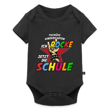 Tschüss Kindergarten ich rocke jetzt die Schule - Baby Premium Kurzarmbody - Schwarz - Vorne