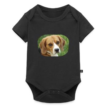 beagle - Baby Premium Kurzarmbody - Schwarz - Vorne