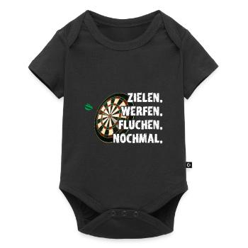 Dart Zielen Werfen Fluchen Nochmal - Baby Premium Kurzarmbody - Schwarz - Vorne