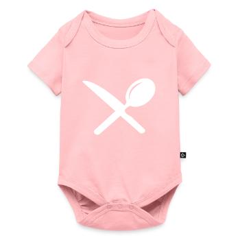 Couteau et cuillère à manger - Body à manches courtes Premium Bébé - rose - Devant