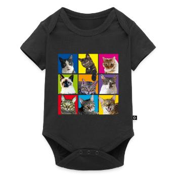chats cool | chats cool - pop art | Pop Art - Body à manches courtes Premium Bébé - noir - Devant