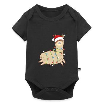Lama Alpaga Camélid Joyeux Noël Design Pour - Body à manches courtes Premium Bébé - noir - Devant
