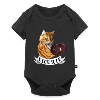 Meowscle Muskeln Fitnessstudio Gym Training Workou - Baby Premium Kurzarmbody - Schwarz - Vorne