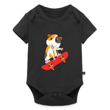 Skateboard Guinée Cochon Skate Sur Tshirt Design - Body à manches courtes Premium Bébé - noir - Devant