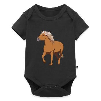 Poney à cheval Haflinger - Body à manches courtes Premium Bébé - noir - Devant