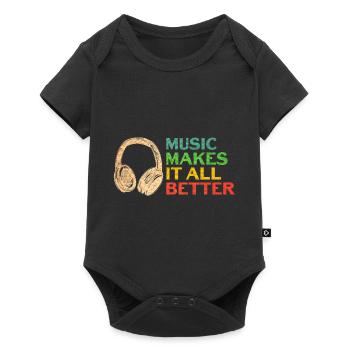 Musik Sprüche - Musik macht alles besser - Baby Premium Kurzarmbody - Schwarz - Vorne