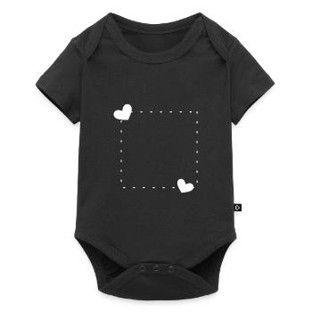 Heart frame ornament line white - Baby Premium short-sleeve bodysuit - black - Front