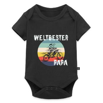 Schwester Motorcross Weltbeste Papa Vintage - Baby Premium Kurzarmbody - Schwarz - Vorne