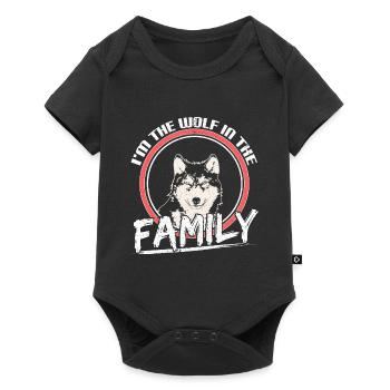 Cadeau de lune hurlant de loup - Body à manches courtes Premium Bébé - noir - Devant