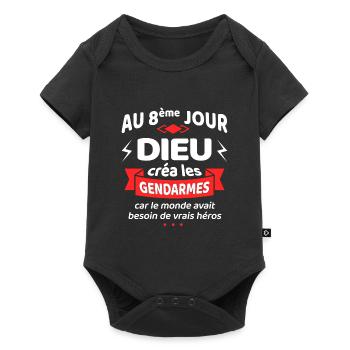 AU 8ème JOUR DIEU CRÉA LES GENDARMES - Body à manches courtes Premium Bébé - noir - Devant