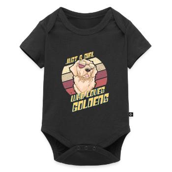 Fille qui aime les cadeaux pour chiens Golden Retrievers - Body à manches courtes Premium Bébé - noir - Devant