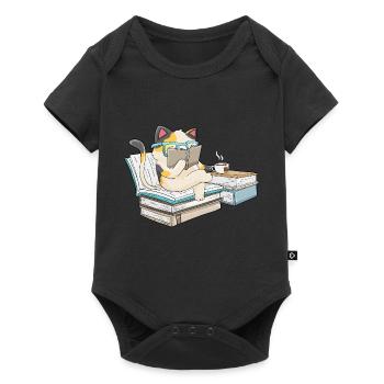 Kawaii cats book cat book books book lover - Baby Premium short-sleeve bodysuit - black - Front