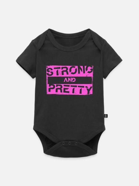 Starke und hübsche Strongman Gym Workout - Baby Premium Kurzarmbody - Schwarz
