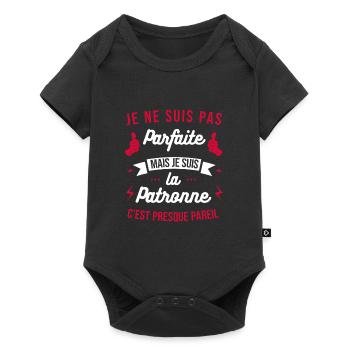 JE SUIS LA PATRONNE - Body à manches courtes Premium Bébé - noir - Devant