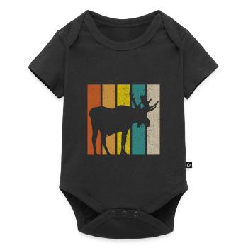 Elch Geschenk Elche Norwegen Schweden Natur - Baby Premium Kurzarmbody - Schwarz - Vorne