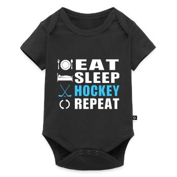 Eat Sleep Hockey Repeat Puck Skid - Baby Premium short-sleeve bodysuit - black - Front