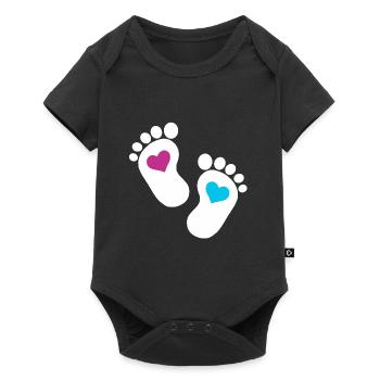Bébé pieds parents enfant en bas âge fils enceinte - Body à manches courtes Premium Bébé - noir - Devant