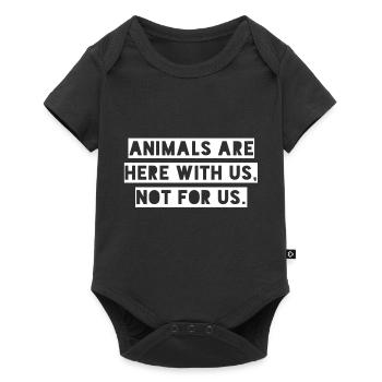 Les animaux sont ici avec nous pour les végétaliens - Body à manches courtes Premium Bébé - noir - Devant