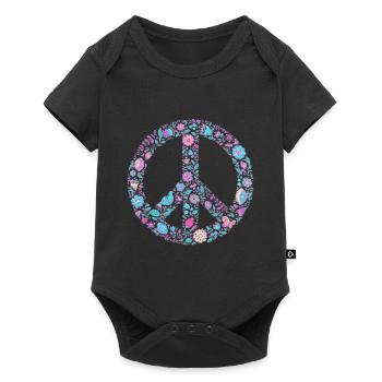 Flower Peace | Signe de paix Idée cadeau - Body à manches courtes Premium Bébé - noir - Devant