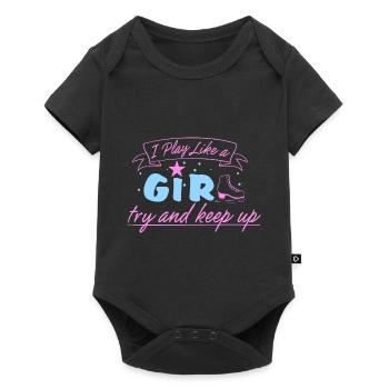 Joueur de hockey féministe Girl Power - Body à manches courtes Premium Bébé - noir - Devant
