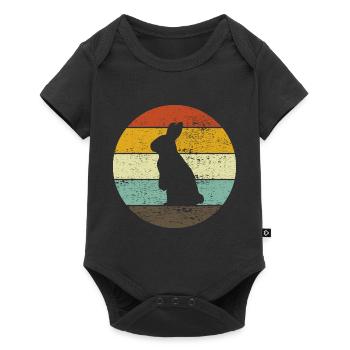 Rabbit Easter Retro Gift - Baby Premium short-sleeve bodysuit - black - Front