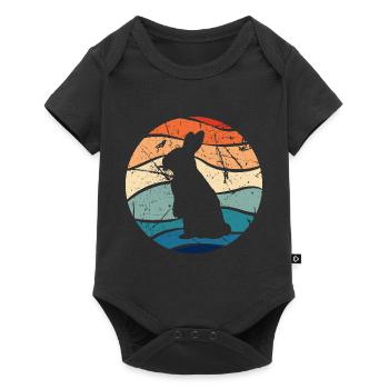 Rabbit Easter Retro Gift - Baby Premium short-sleeve bodysuit - black - Front