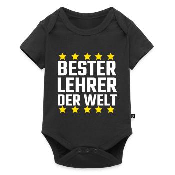 Beste Lehrer der Welt Geschenk für Lehrer Lehrerin - Baby Premium Kurzarmbody - Schwarz - Vorne