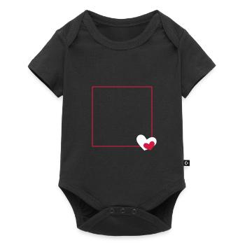 Heart frame ornament line customizable - Baby Premium short-sleeve bodysuit - black - Front