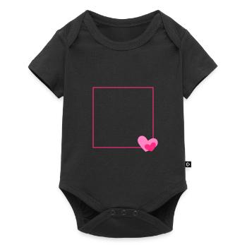Coeur cadre ornament ligne personnalisable - Body à manches courtes Premium Bébé - noir - Devant