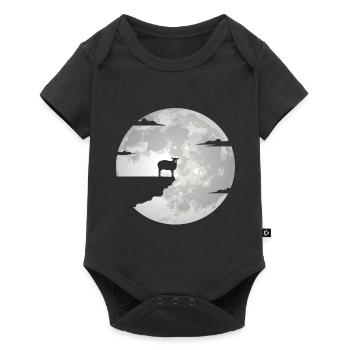 Schaf Schafe Vollmond Schafmotiv Schäfer Mond - Baby Premium Kurzarmbody - Schwarz - Vorne