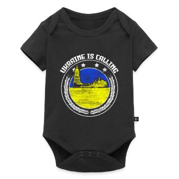 Ukraine Wappen Herkunft - Baby Premium Kurzarmbody - Schwarz - Vorne