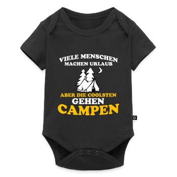 Camping - Baby Premium Kurzarmbody - Schwarz - Vorne