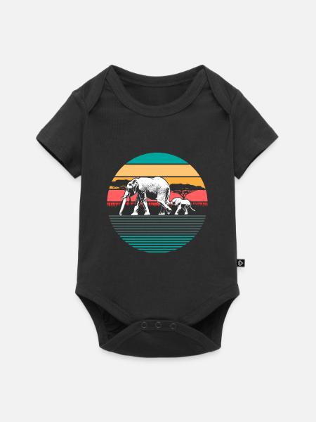 Elefant Geschenk - Baby Premium Kurzarmbody - Schwarz