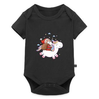 unicorn with riding Santa Christmas Christmas - Baby Premium short-sleeve bodysuit - black - Front