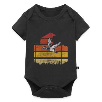 Canard Nourrir l’oiseau d’eau Idée de cadeau - Body à manches courtes Premium Bébé - noir - Devant