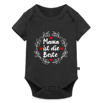 Mama ist die Beste - Baby Premium Kurzarmbody - Schwarz - Vorne