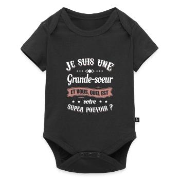 GRANDE-SOEUR SUPER POUVOIR - Body à manches courtes Premium Bébé - noir - Devant
