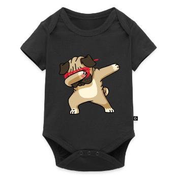 Lustige Dabbing Mops - lustige Mops - Baby Premium Kurzarmbody - Schwarz - Vorne
