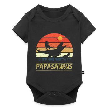 Papasaurus - Rétro - Body à manches courtes Premium Bébé - noir - Devant