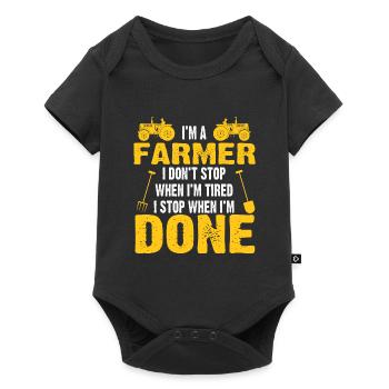 Farmer - Baby Premium Kurzarmbody - Schwarz - Vorne