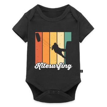 Kitesurfen Kiteboarding Kite Kiten - Baby Premium Kurzarmbody - Schwarz - Vorne