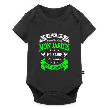 JARDIN JARDINIER HUMOUR POULES - Body à manches courtes Premium Bébé - noir - Devant
