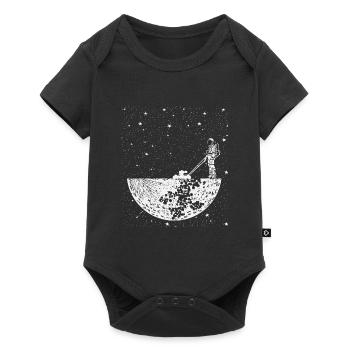 Rasen mähen Astronaut - Baby Premium Kurzarmbody - Schwarz - Vorne