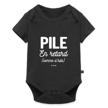 PILE EN RETARD COMME D'HAB - Body à manches courtes Premium Bébé - noir - Devant