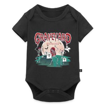 Raveyard - Skelette tanzen auf Friedhof Halloween - Baby Premium Kurzarmbody - Schwarz - Vorne