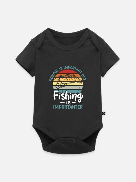 Angeln Angeln ist wichtiger - Baby Premium Kurzarmbody - Schwarz