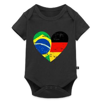 Flag Heart Germany Brasil Flag - Baby Premium short-sleeve bodysuit - black - Front