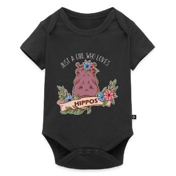 Nur ein Mädchen, das Nilpferde liebt Nilpferd - Baby Premium Kurzarmbody - Schwarz - Vorne
