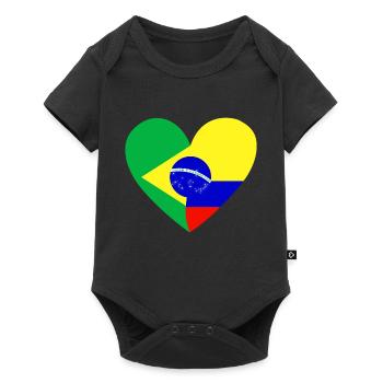 Drapeau Coeur Brésil Colombie Drapeau - Body à manches courtes Premium Bébé - noir - Devant